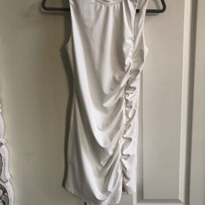 Forever 21 white ruched side slit mini dress